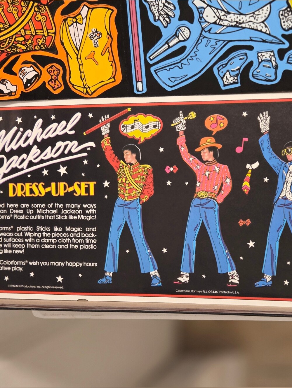 Vintage 1984 Colorforms Michael Jackson Dress Up Set - Preowned - King of Pop MJ - Picture 7 of 7